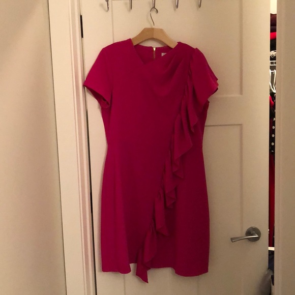 Bright pink ruffled dress
